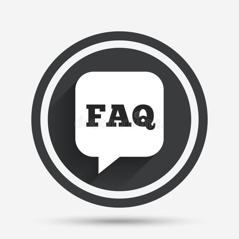 FAQ information sign icon. Help symbol. FAQ information sign icon. Help speech bubble symbol. Circle flat button with shadow and border. Vector vector illustration FAQ information sign icon. Help symbol. FAQ information sign icon. Help speech bubble symbol. Circle flat button with shadow and border. Vector vector illustration