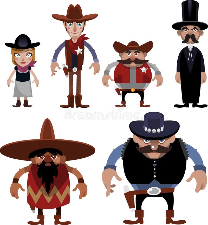 Far West Cartoon Characters Stock Illustration - Illustration of clothing,  handgun: 86666000