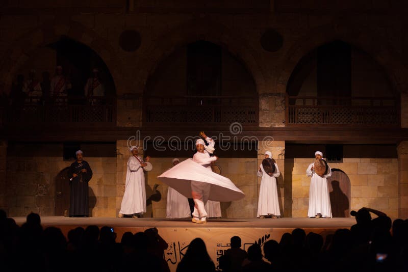 Far White Robe Whirling Dervish Sufi Dance Cairo stock photos