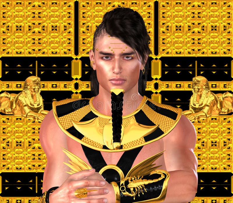 Farao in de Egyptische moderne digitale stijl van de kunstfantasie Ramses, Koning Tut of om het even welke Egyptische Koning stock afbeelding Farao in de Egyptische moderne digitale stijl van de kunstfantasie Ramses, Koning Tut of om het even welke Egyptische Koning stock afbeelding