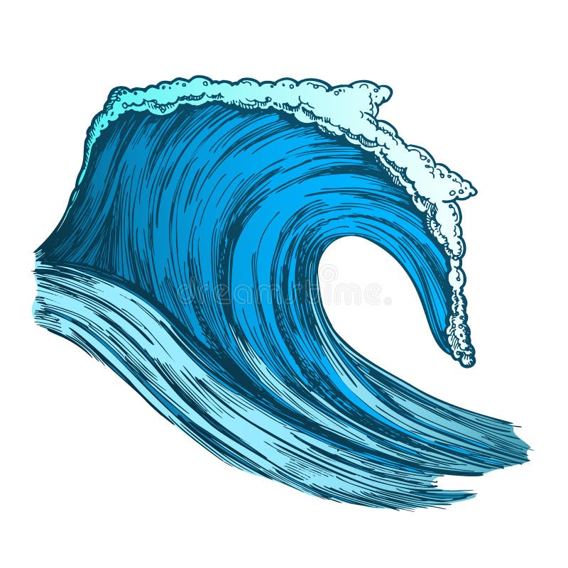 Farbe, die tropischen Ozean Marine Wave Storm Vector hetzt vektor abbildung Farbe, die tropischen Ozean Marine Wave Storm Vector hetzt vektor abbildung