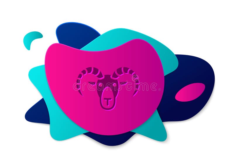 Farbe Kopf Ziege oder Widder Symbol auf weißem Hintergrund isoliert. Bergschaf. Tiersymbol. Banner mit Flüssigkeit lizenzfreie abbildung