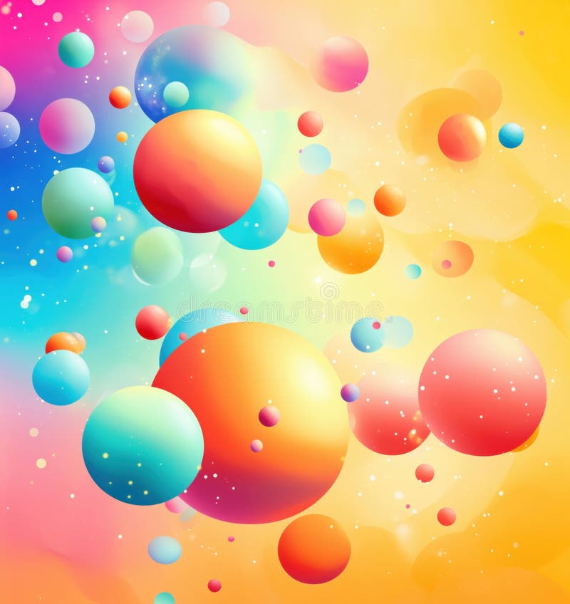 Farbenfrohe abstrakte Sphären schwebend im dynamischen kosmischen Hintergrund lizenzfreie stockfotos