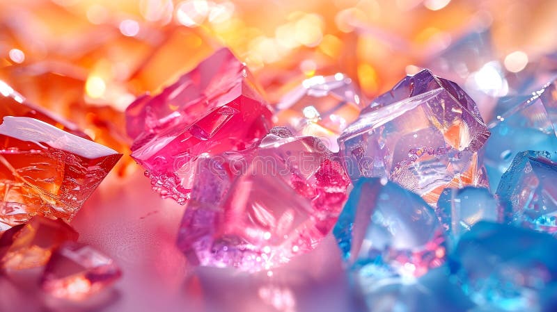 Farbenfrohe Kristalle, die unter lebendigem Licht glitzern, bilden eine faszinierende abstrakte Anordnung vektor abbildung