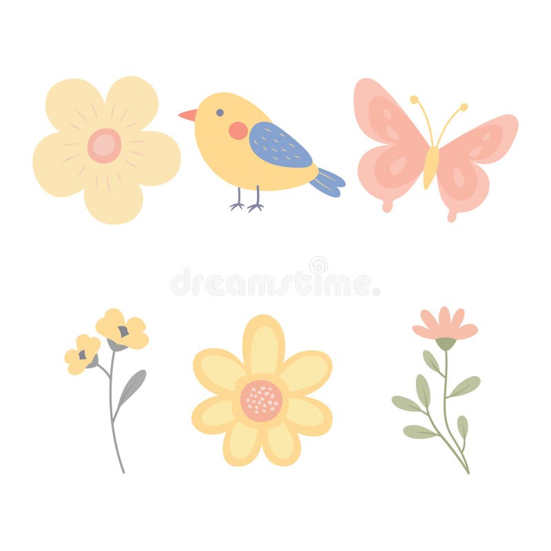 Farbenfrohe Pastelelemente Butterfly mit Blume im Garten stock abbildung