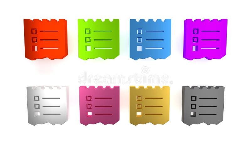 Farbenfrohe Shopping List Icon isoliert auf weißem Hintergrund. Minimalismus Konzept 3Darstellung stock abbildung