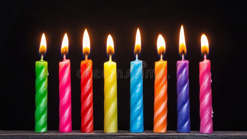 Farbenfrohe Säulenkerzen mit sanften Flammen sorgen für ein Gefühl von Gemütlichkeit und Ruhe lizenzfreies stockbild