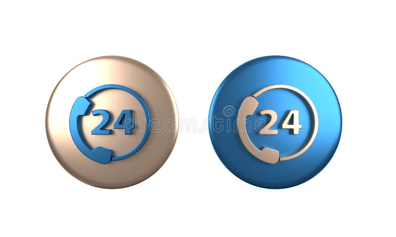 Farbenfrohe Telefon 24 Stunden Support Symbol isoliert auf weißem Hintergrund. Callcenter für den ganztägigen Kundensupport. Vollz vektor abbildung