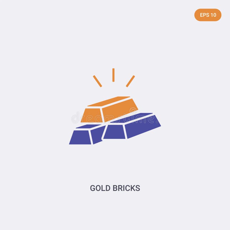 2 Farbgold-Ziegeleien-Konzept Vektor-Symbol isoliertes Symbol für zwei farbige goldene Ziegelsteine, das in Blau- und Orangetönen stock abbildung 2 Farbgold-Ziegeleien-Konzept Vektor-Symbol isoliertes Symbol für zwei farbige goldene Ziegelsteine, das in Blau- und Orangetönen stock abbildung