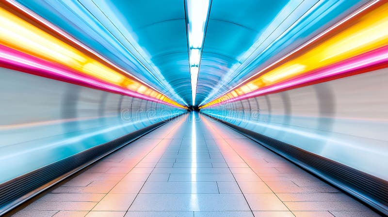 Farbige Bewegungsunschärfe im Zugtunnel stock abbildung