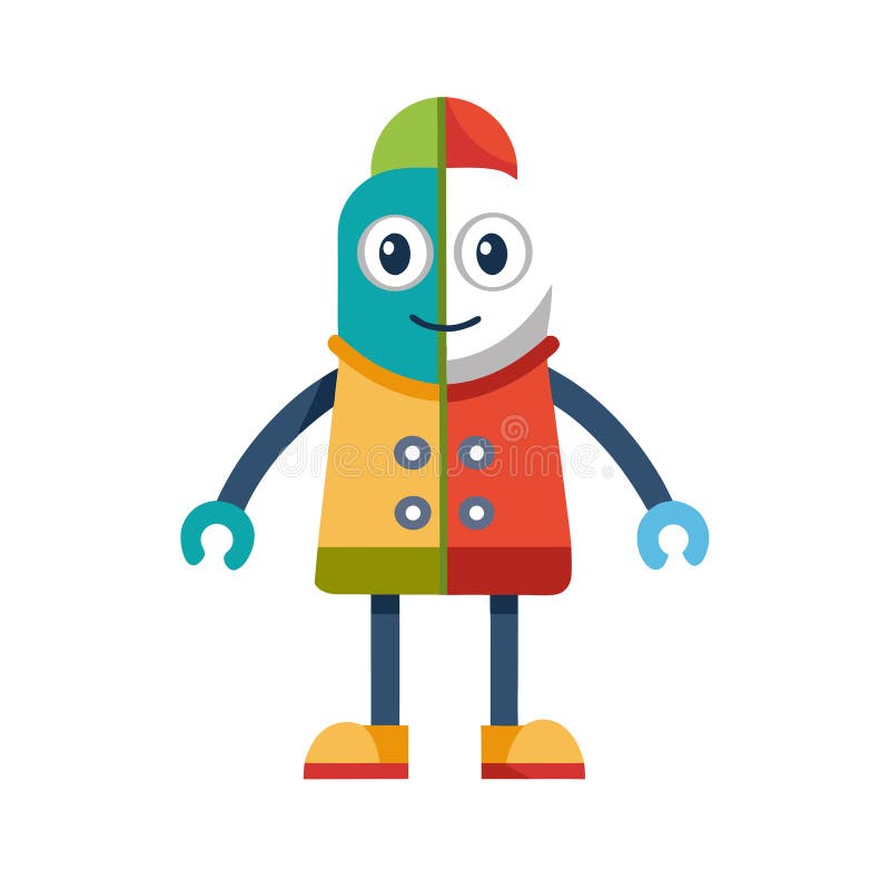 Farbige Cartoon Robot Illustration Moderne minimalistische Design Flachstil Vector Grafik lizenzfreie abbildung