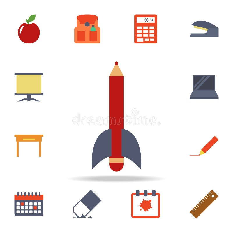 farbige Ikone des Bleistifts Rakete Ausführlicher Satz farbige Ausbildungsikonen Erstklassiges Grafikdesign Eine der Sammlungsiko vektor abbildung farbige Ikone des Bleistifts Rakete Ausführlicher Satz farbige Ausbildungsikonen Erstklassiges Grafikdesign Eine der Sammlungsiko vektor abbildung