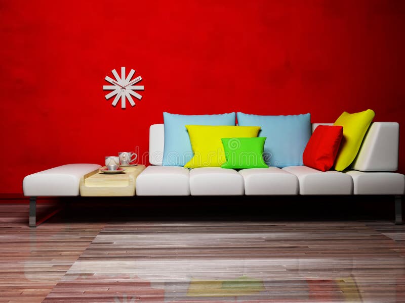 Sofa Mit Farbigen Kissen Stock Abbildung Illustration Von Farbigen 2647