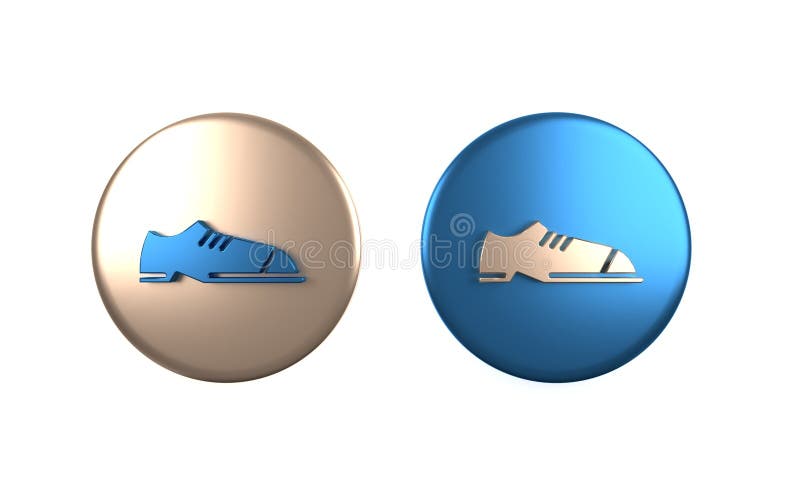 Farbige Männer Schuhe Symbol isoliert auf weißem Hintergrund. Darstellung der Kreisschaltfläche 3D lizenzfreie abbildung