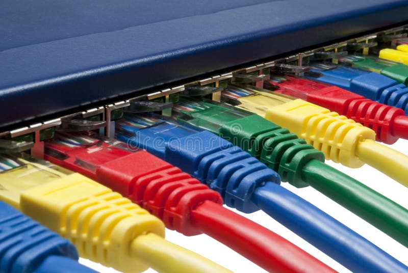 Farbige Netzbolzen schlossen an Fräser/Schalter an stockfoto Farbige Netzbolzen schlossen an Fräser/Schalter an stockfoto