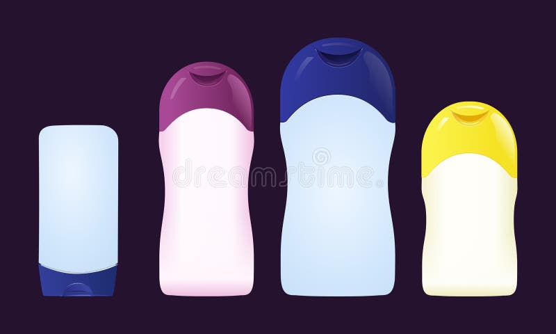 Bunte Plastikflaschen-Kollektion. Moderne Hautpflege- und Hygieneverpackungen in einem lebendigen Design lizenzfreie abbildung