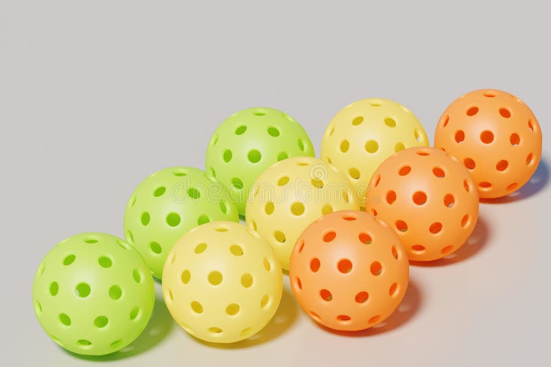 Farbige Plastikpickleball-Kugeln für Spielunterhaltung stock abbildung