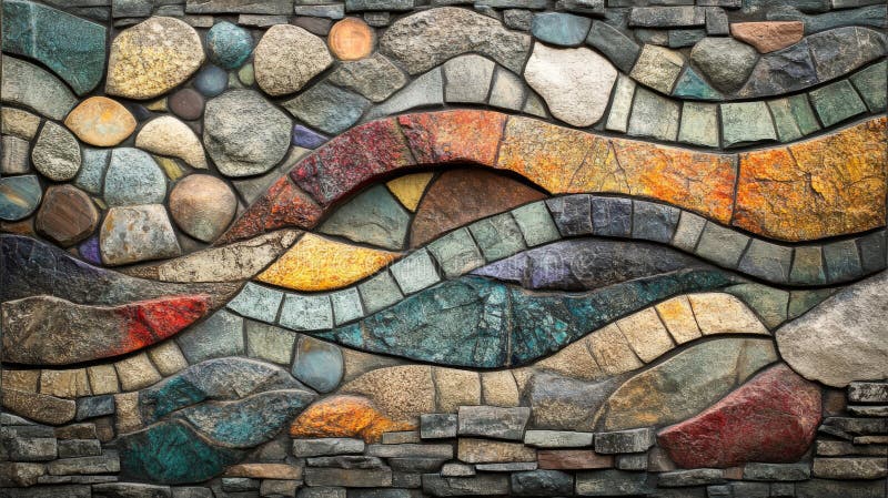 Farbige Stone Mosaik Wandtextur stock abbildung