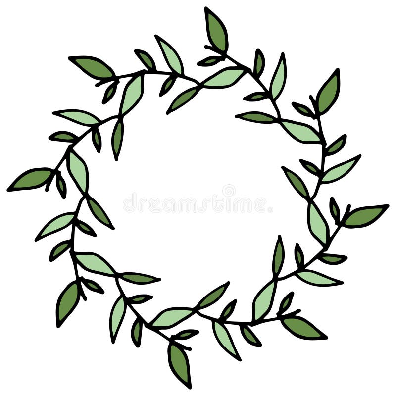 Farbige Vektorillustration des Blumenrahmens Rustikal Handgezogene einfache Linie Schwarzer Schlaganfall Lokalisiert auf weißem Hintergrund Pinsel Elegant und edel Bestes für Heiratsentwurf Einladung Kopienraum