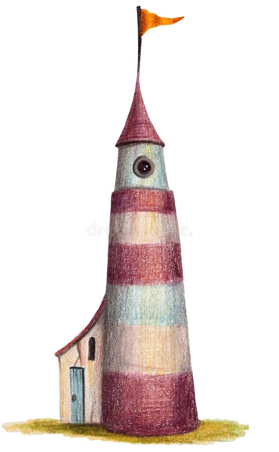 Zeichnen Leuchtturm Auf Dem Meer Stock Abbildung Illustration Von Meer Leuchtturm