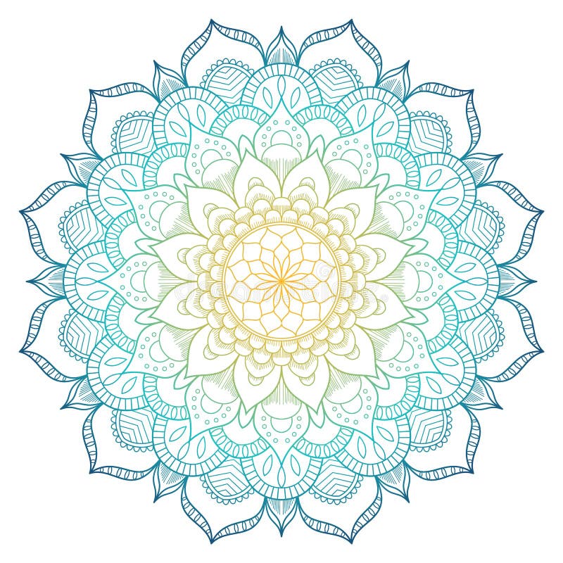 Farbiger Hintergrund der Mandala Muster Auch im corel abgehobenen Betrag Meditationselement für Indien-Yoga Verzierung für Verzie