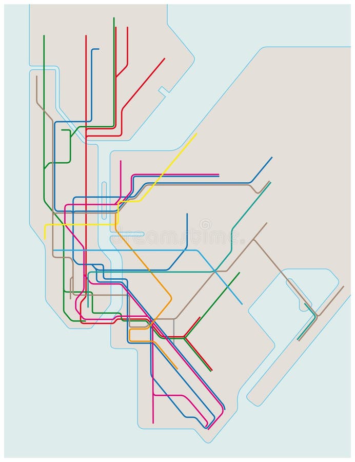 Farbiger U Bahn Plan Von New York City Vektor Abbildung Illustration Von City York
