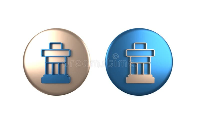 Farbiges, auf weißem Hintergrund isoliertes Inukshuk Symbol. Darstellung der Kreisschaltfläche 3D vektor abbildung