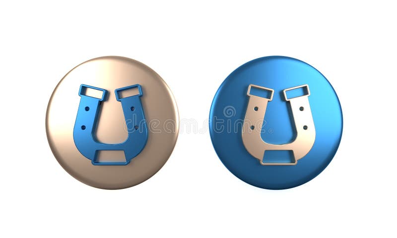 Farbiges Horseshoe-Symbol isoliert auf weißem Hintergrund. Darstellung der Kreisschaltfläche 3D lizenzfreie abbildung