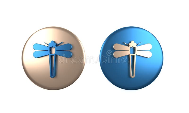 Farbiges Libelle-Symbol isoliert auf weißem Hintergrund. Darstellung der Kreisschaltfläche 3D stock abbildung