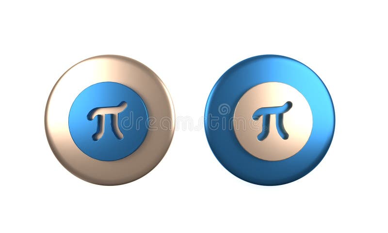 Farbiges Pi Symbol isoliert auf weißem Hintergrund. Darstellung der Kreisschaltfläche 3D lizenzfreie abbildung