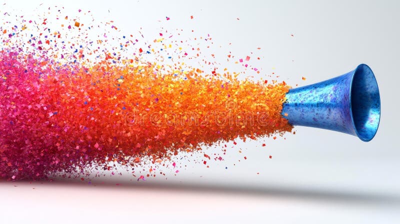 Farbiges Pulver Explodieren aus einer blauen Kone in einer dramatischen Mode lizenzfreie abbildung