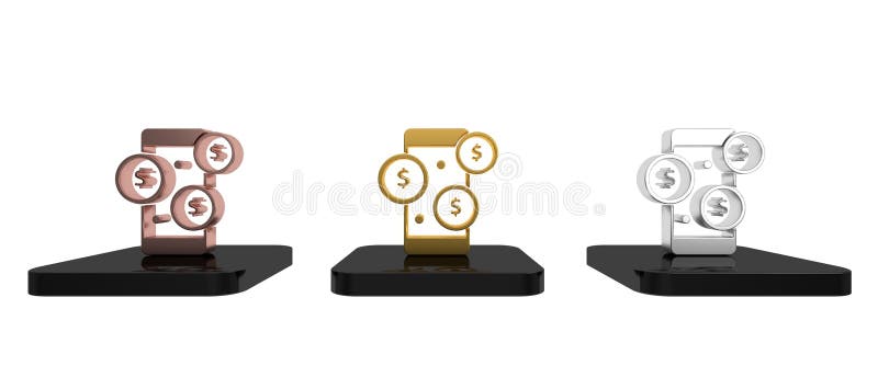 Farbiges Smartphone mit Symbol in Dollar auf weißem Hintergrund isoliert. Online-Einkaufskonzept. Finanzmobil lizenzfreie abbildung