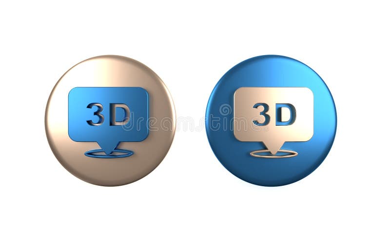 Farbiges Symbol für 3D-Wörter im weißen Hintergrund isoliert. Darstellung der Kreisschaltfläche 3D stock abbildung