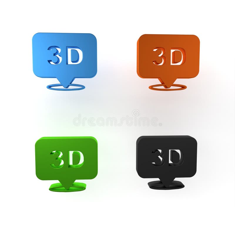 Farbiges Symbol für 3D-Wörter im weißen Hintergrund isoliert. Minimalismus Konzept 3Darstellung lizenzfreie abbildung