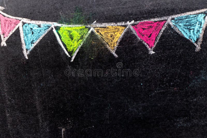 Farbkreidezeichnung in hängender Tafelhintergrund Parteiflaggenform auf