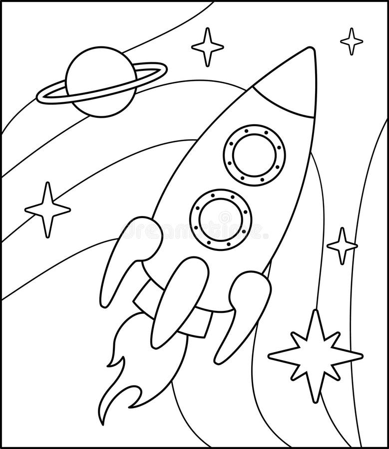 Farbseite. Sättigung und Rakete. Schwarzweißraum. Vektor vektor abbildung