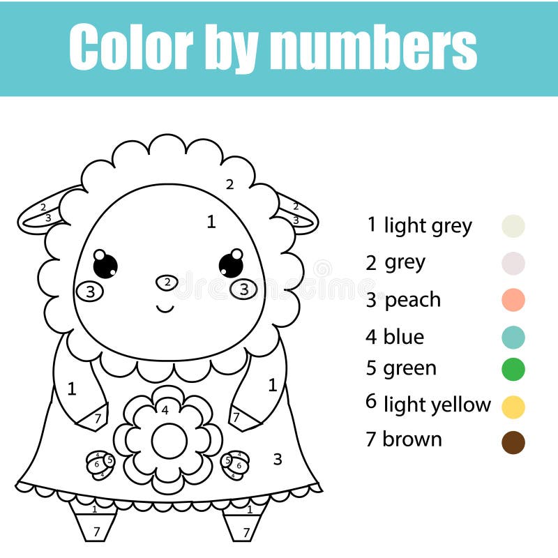 Farbtonseite mit nettem Schafcharakter Farbe durch das pädagogische Spiel der Zahlen Kinder, zeichnend scherzt Tätigkeit vektor abbildung Farbtonseite mit nettem Schafcharakter Farbe durch das pädagogische Spiel der Zahlen Kinder, zeichnend scherzt Tätigkeit vektor abbildung