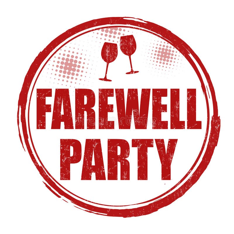 Farewell Party Neon Lettering on Brick Wall Background. Stock