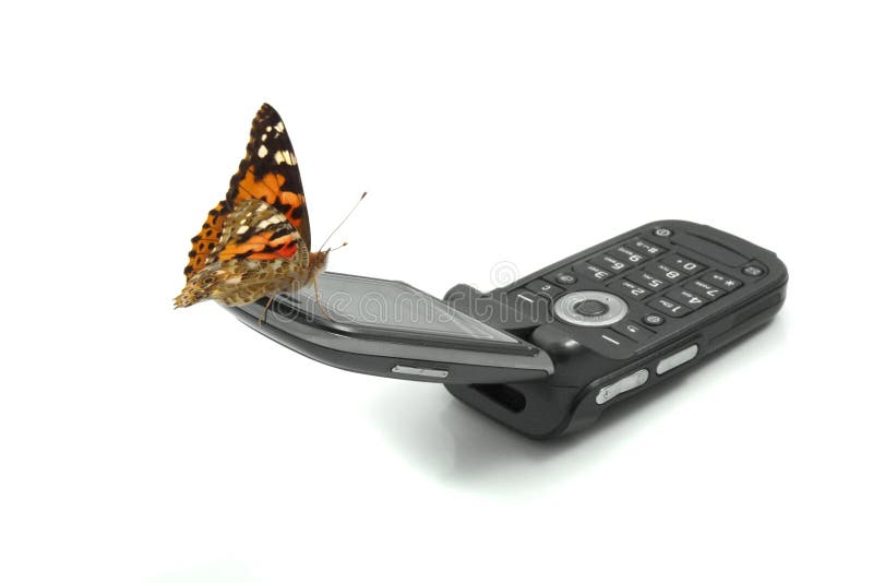 Images about butterfly sitting on a mobile phone. Images about butterfly sitting on a mobile phone