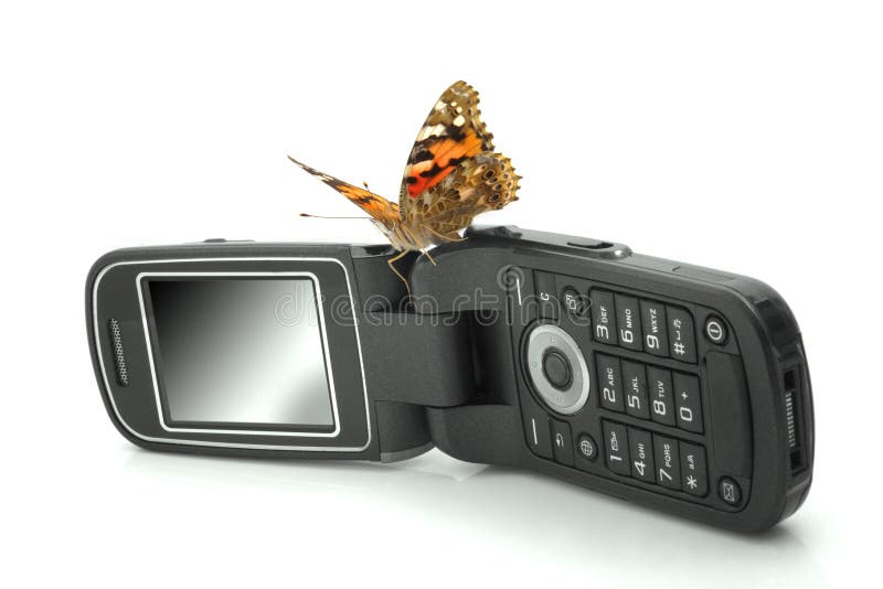 Images about butterfly sitting on a mobile phone. Images about butterfly sitting on a mobile phone