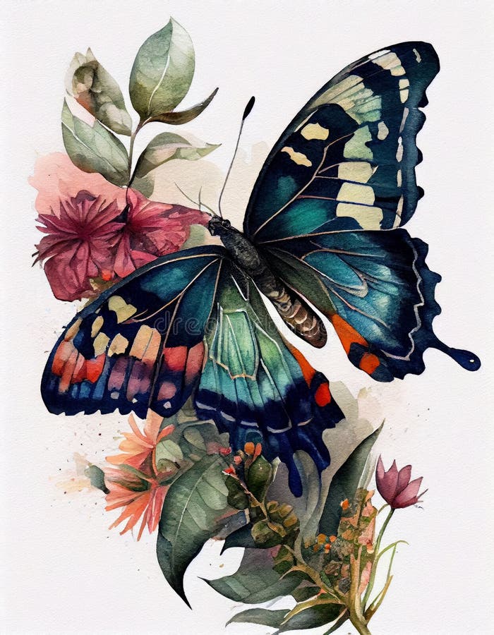 Farfalla di neon vibrante su fondo blu mutato royalty illustrazione gratis