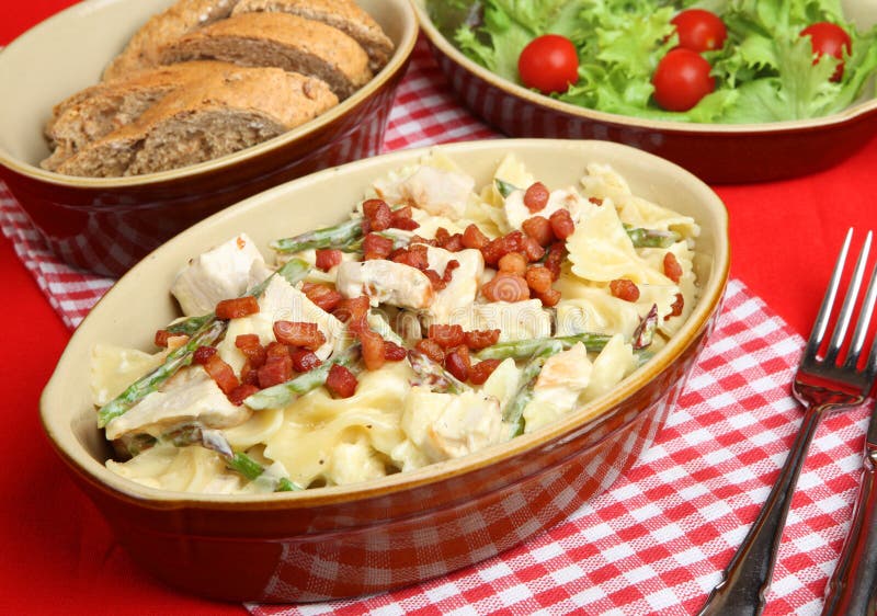 Farfalle Pasta with Chicken & Asparagus Stock Image Image of pasta, basil 11538985