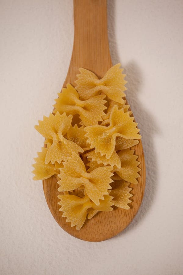 Farfalle Pasta in Wooden Spoon Stock Photo Image of dinner, wooden