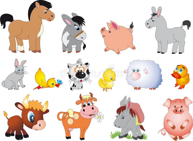 15 cartoon farm animals animal vector Сельскохозяйственные животные, Животные, И