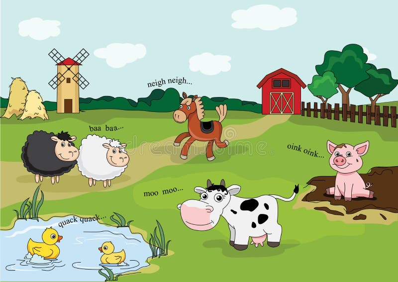 Animals Sounds. Cute Kids Fauna Characters with Typical Noises of