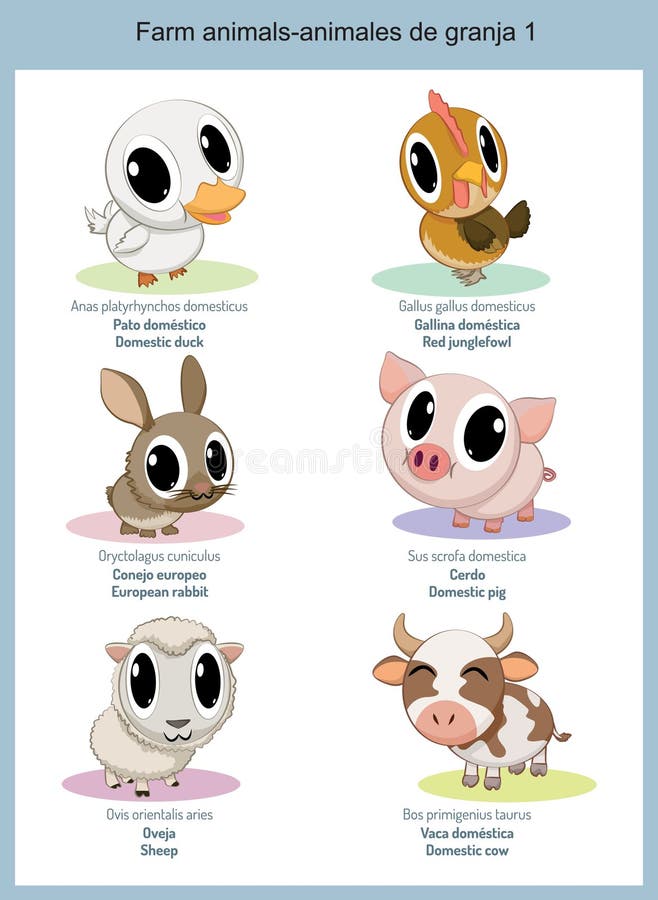 Farm Animals-animales De Granja 1 Stock Vector - Illustration of cartoon,  cartoons: 221275606