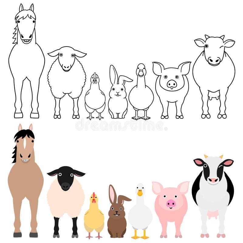 Farm animals border set stock vector. Illustration of standing - 178003993