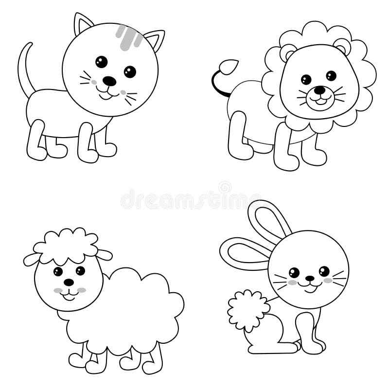 Farm animals collection vector hand drawn set vector illustration Farm animals collection vector hand drawn set vector illustration