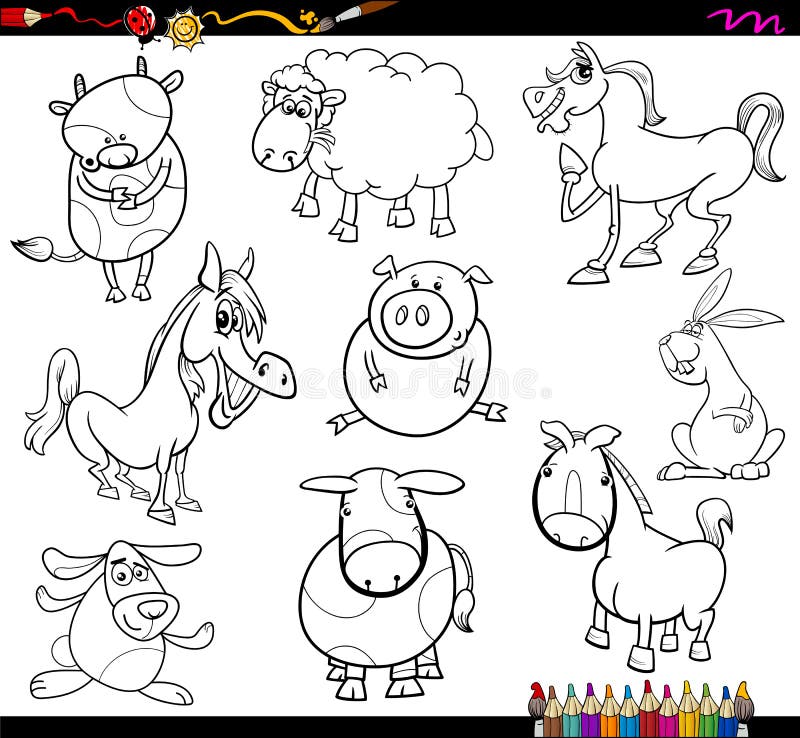 Download Farm animals coloring page stock vector. Illustration of cute - 53106831