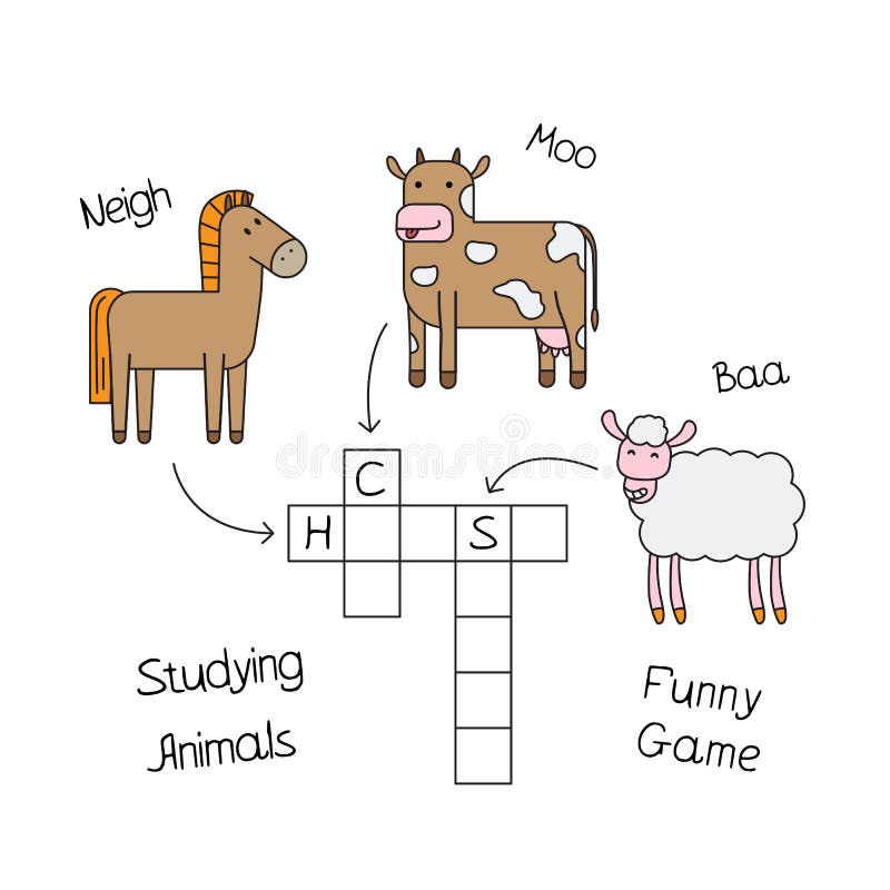 Farm Animals Crossword for Children stock illustration